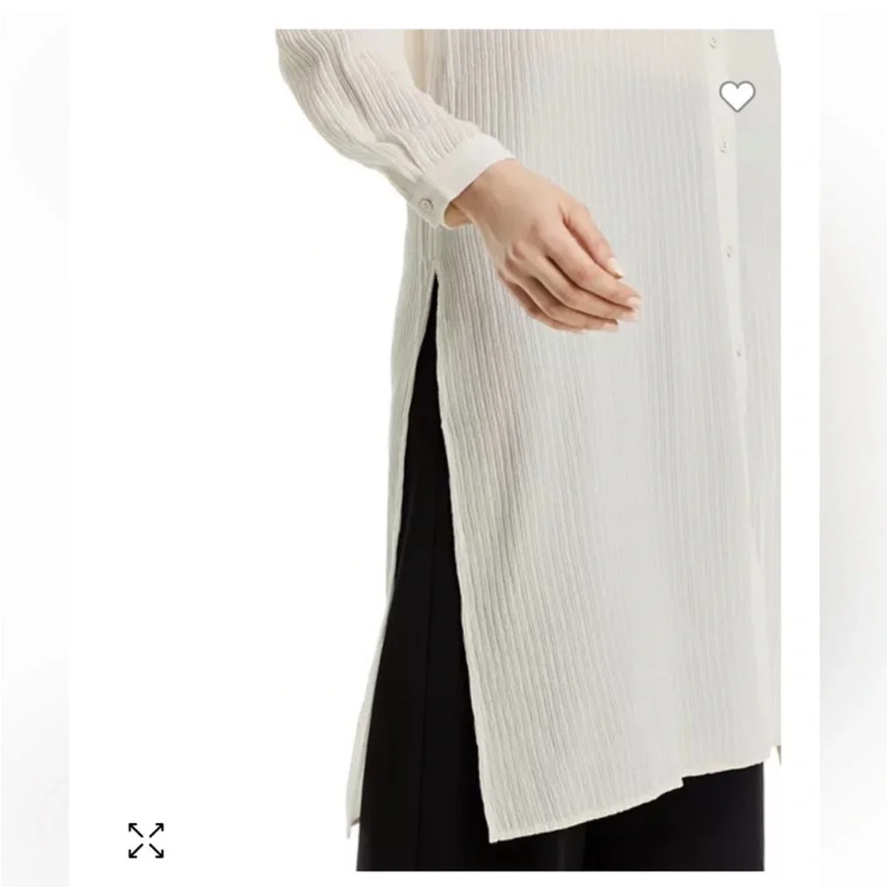 NWT EILEEN FISHER Accordion
Silk Jacquard Mandarin Collar
Long Shirt - Picture 6 of 11